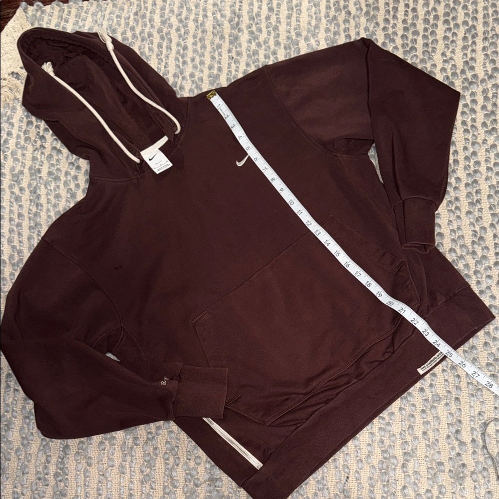Nike Maroon Hoodie with White Swoosh and Drawcords